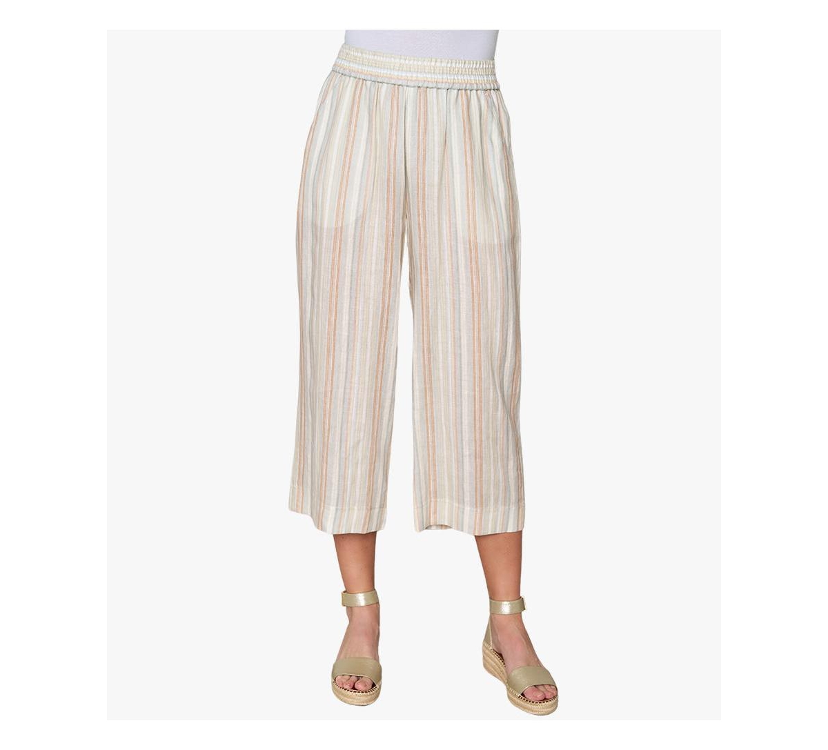 Women's Pull On Linen City Pants - Yarn dye stripe