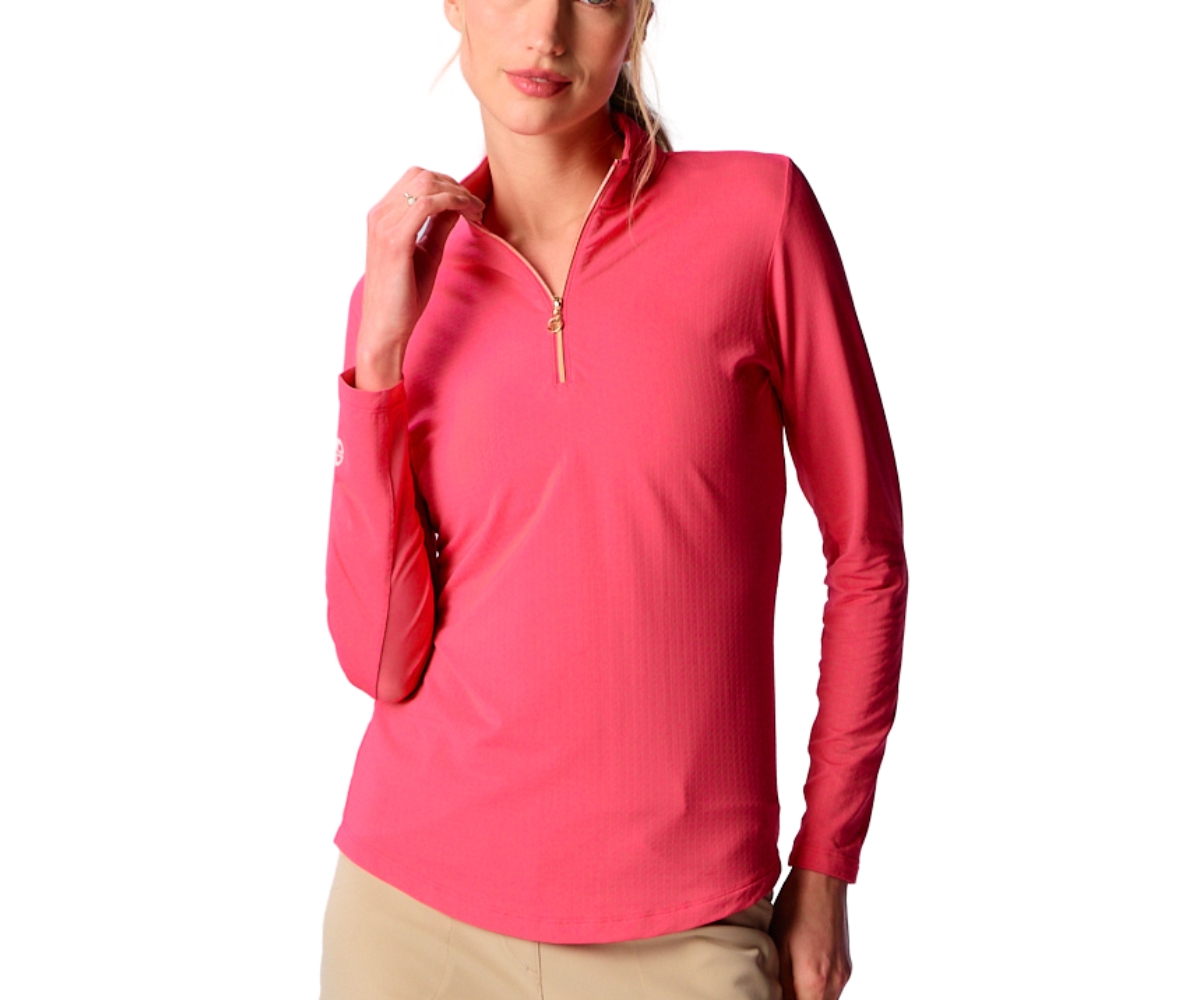 Women's G Lifestyle Long Sleeve Mock Neck Top - Coral