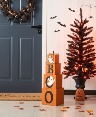 25.5"H Halloween and Fall Wood Reversible Boxed Porch Decor