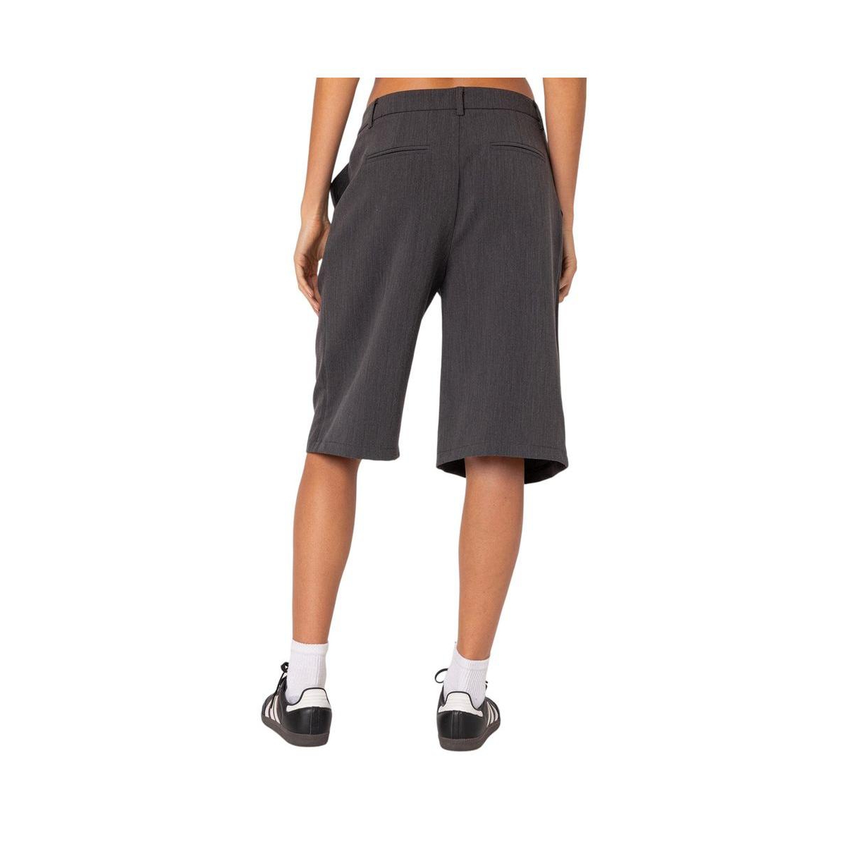 Edikted Women's Aelia Bermuda Trouser Shorts - Dark-gray