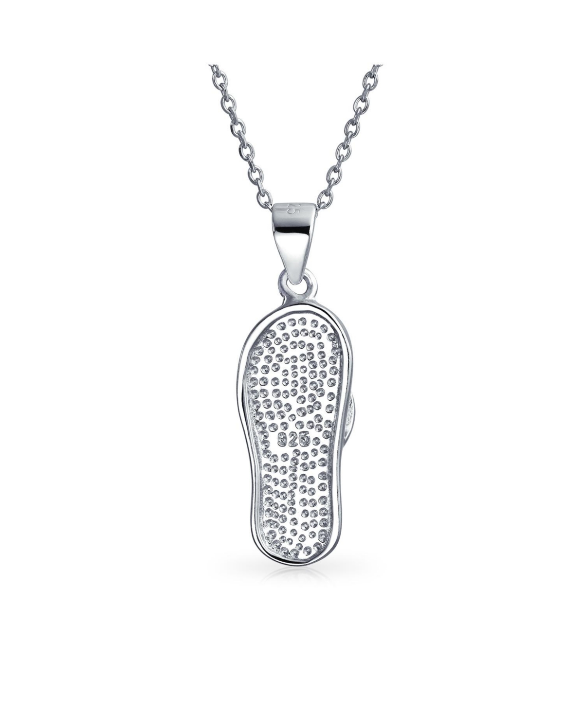 Bling Jewelry NauticalSynthetic Opal Flip Flop Sandal Pendant Necklace For Women For Sterling Silver - Blue