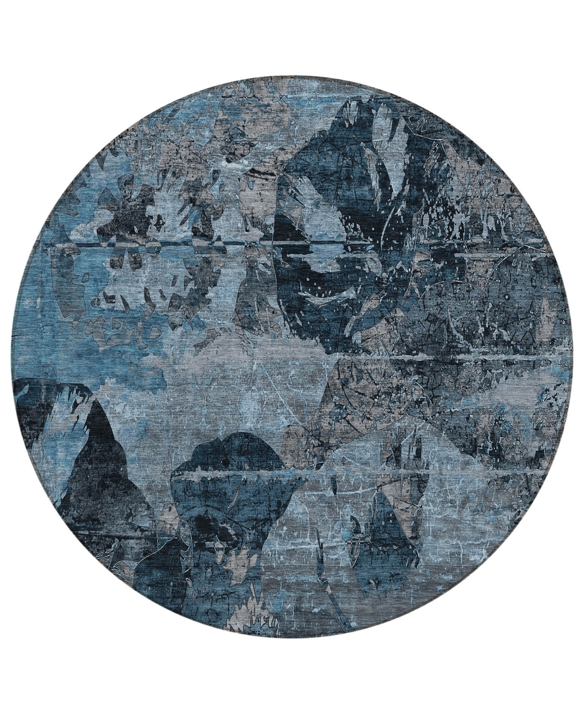 Addison Chantille Machine Washable Acn555 8'x8' Round Area Rug In Denim