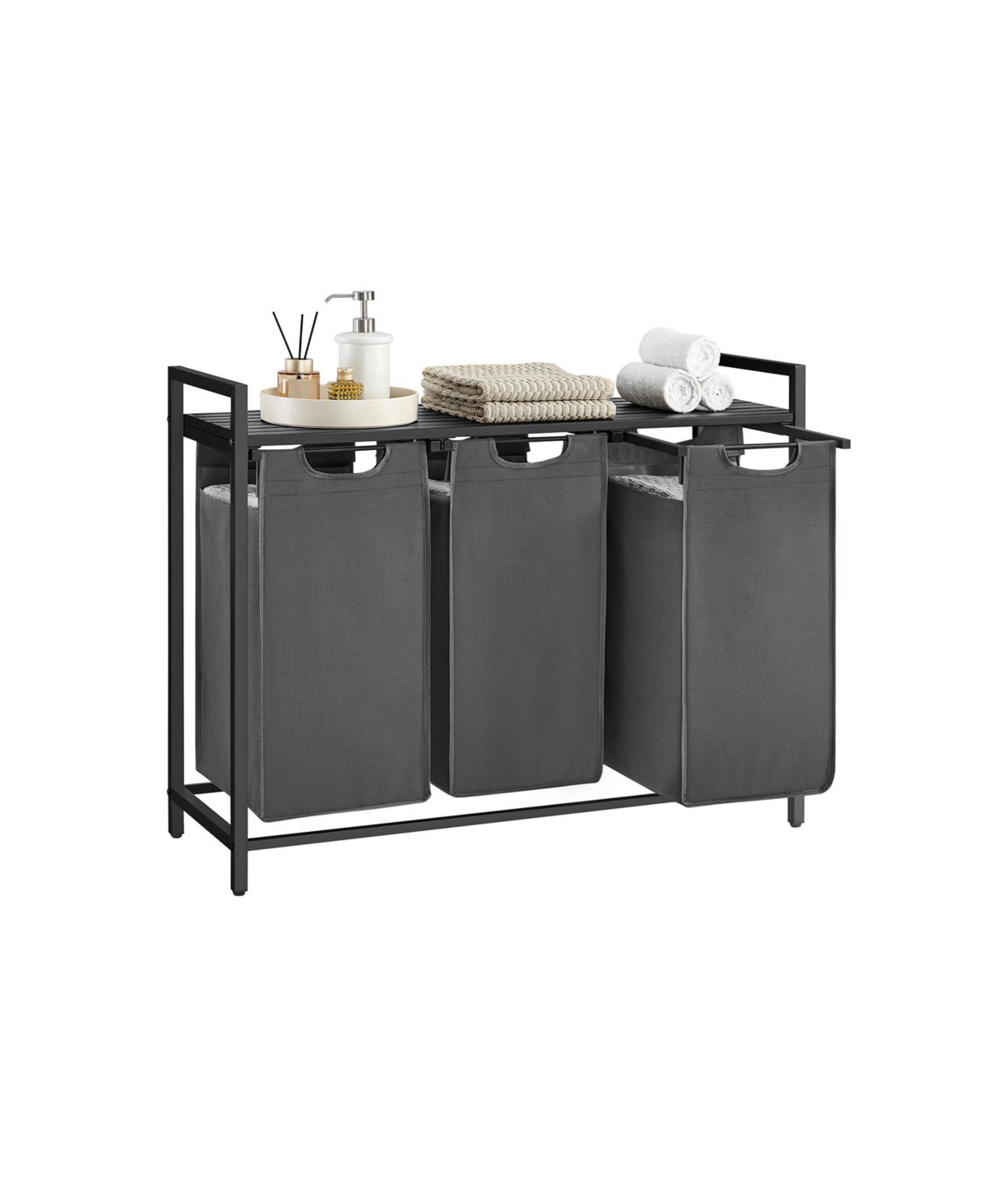Slickblue Laundry Hamper, Laundry Basket, Laundry Sorter With Top Shelf And Pull-out Bags