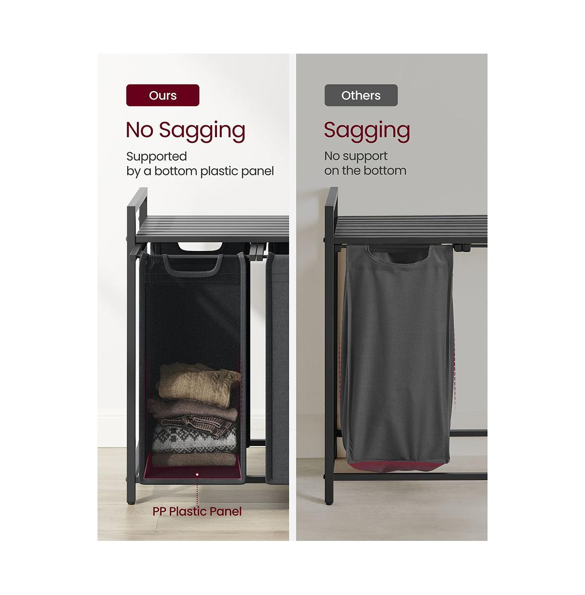 Slickblue Laundry Hamper, Laundry Basket, Laundry Sorter With Top Shelf And Pull-out Bags