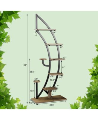 6-Tier Metal Plant Stand Holder Display Shelf with 9 Pots and Hook