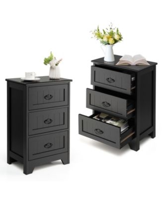 3-Drawer End Storage Wood Side Nightstand