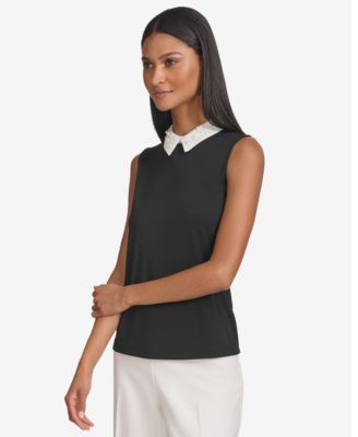 Women's Embellished Collar Sleeveless Blouse