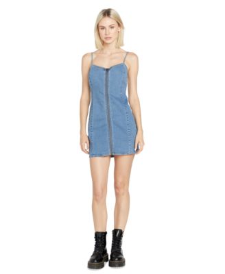 Volcom - Juniors' Stone Step Zip-Front Denim Mini Dress