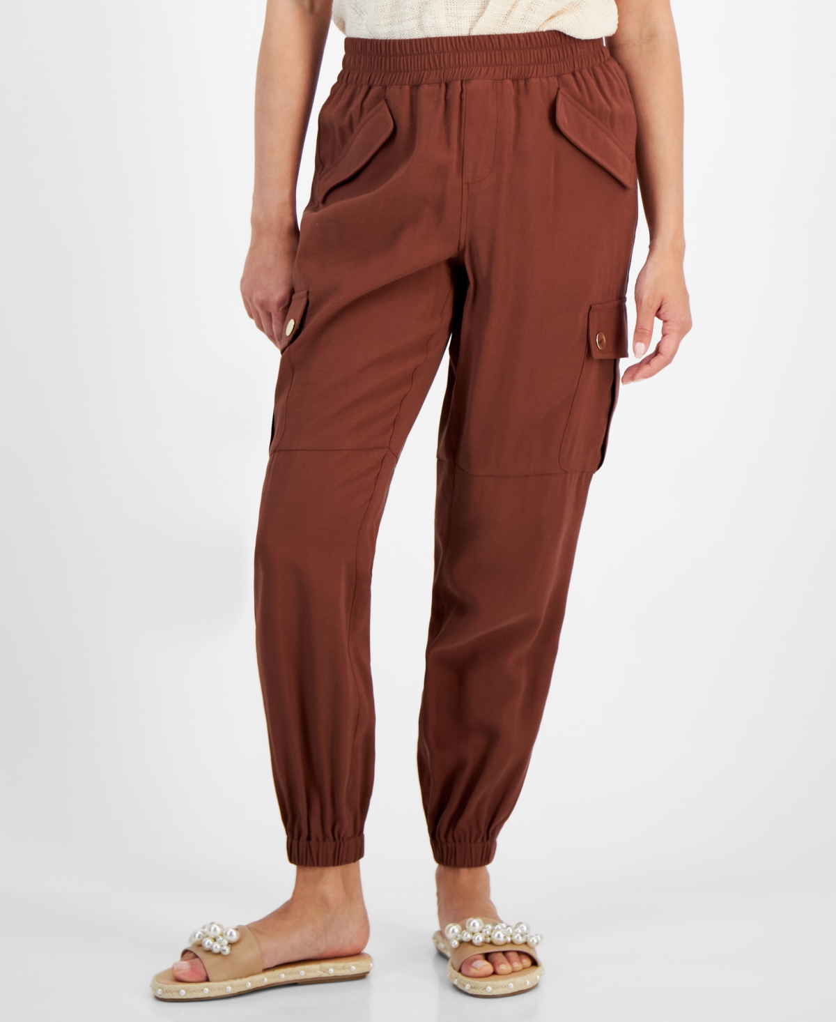 Petite Cargo Jogger Pants, Created for Macy's - French Cafe