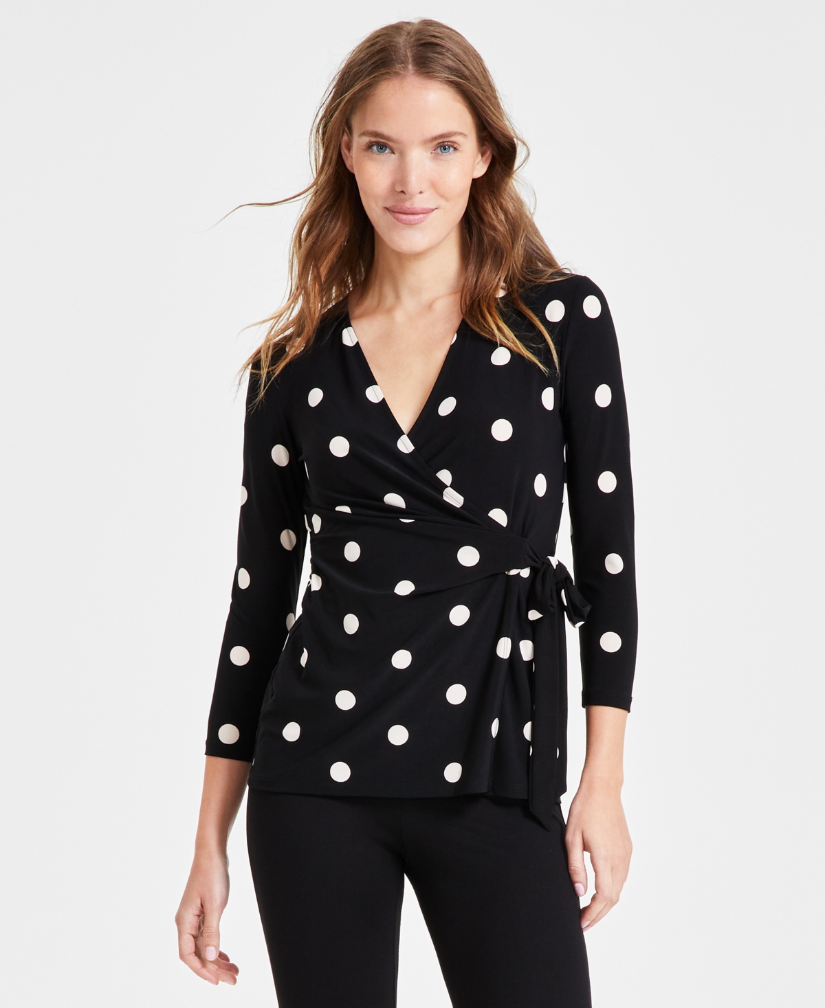 Printed Tie-Waist Top - Anne Black/Anne White Dot