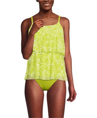 Lands End Women s Chlorine Resistant Mesh Scoop Neck Tiered Tankini Swimsuit Top Macy s