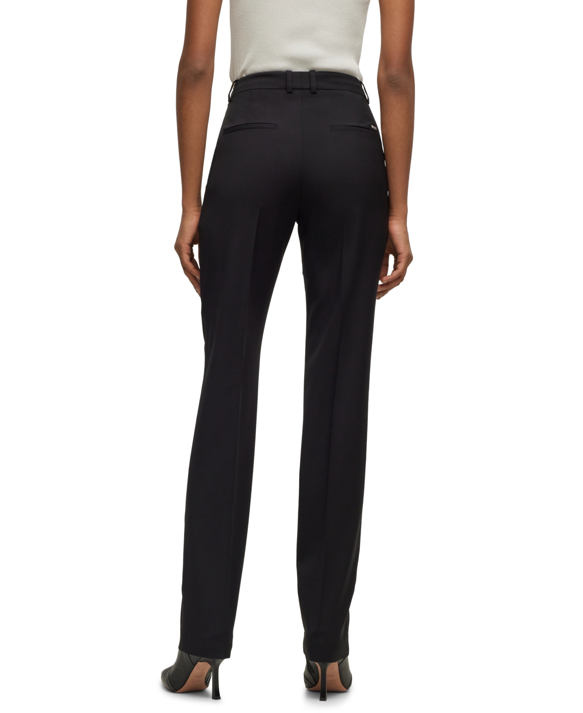 Hugo Boss Boss By  Women's Wool Regular-fit High-rise Pants In Black