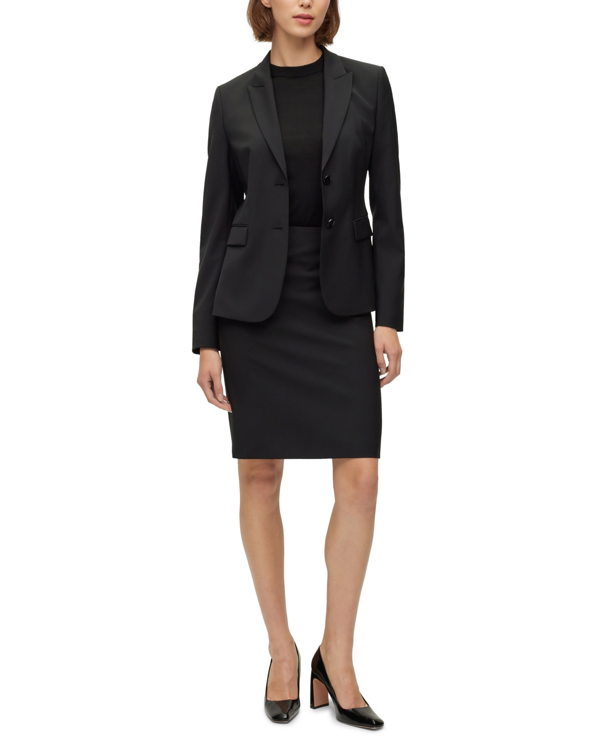 Shop Hugo Boss Boss By  Women's Wool Slim-fit Pencil Skirt In Black
