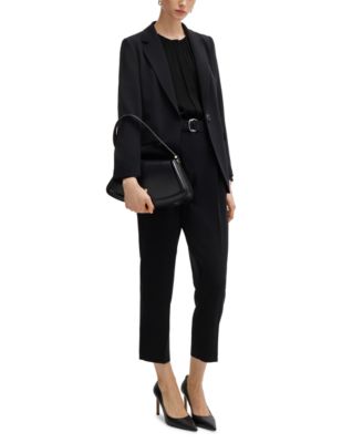 Women's Stretch-Silk Crepe De Chine Ruched-Neck Top