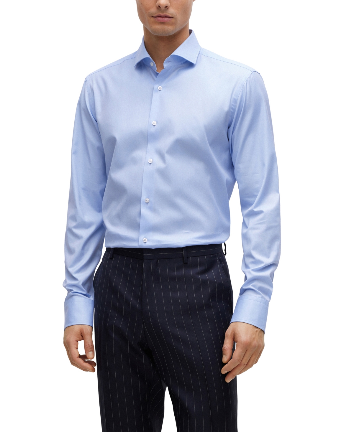 Boss by Hugo Boss Men's Stretch-Cotton Twill Regular-Fit Dress Shirt - Light Past/blue