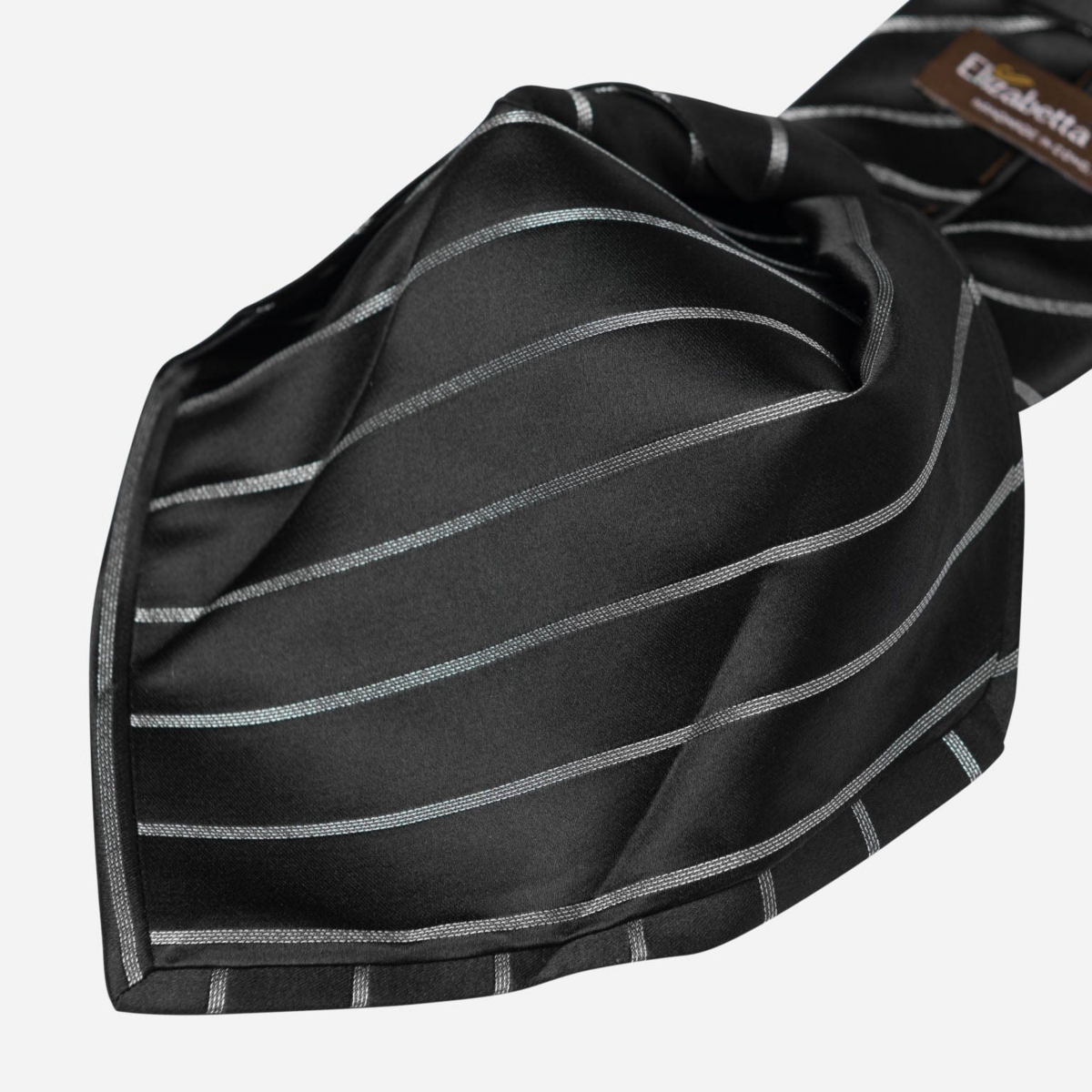 Esino - Silk Jacquard Tie for Men - Black  silver