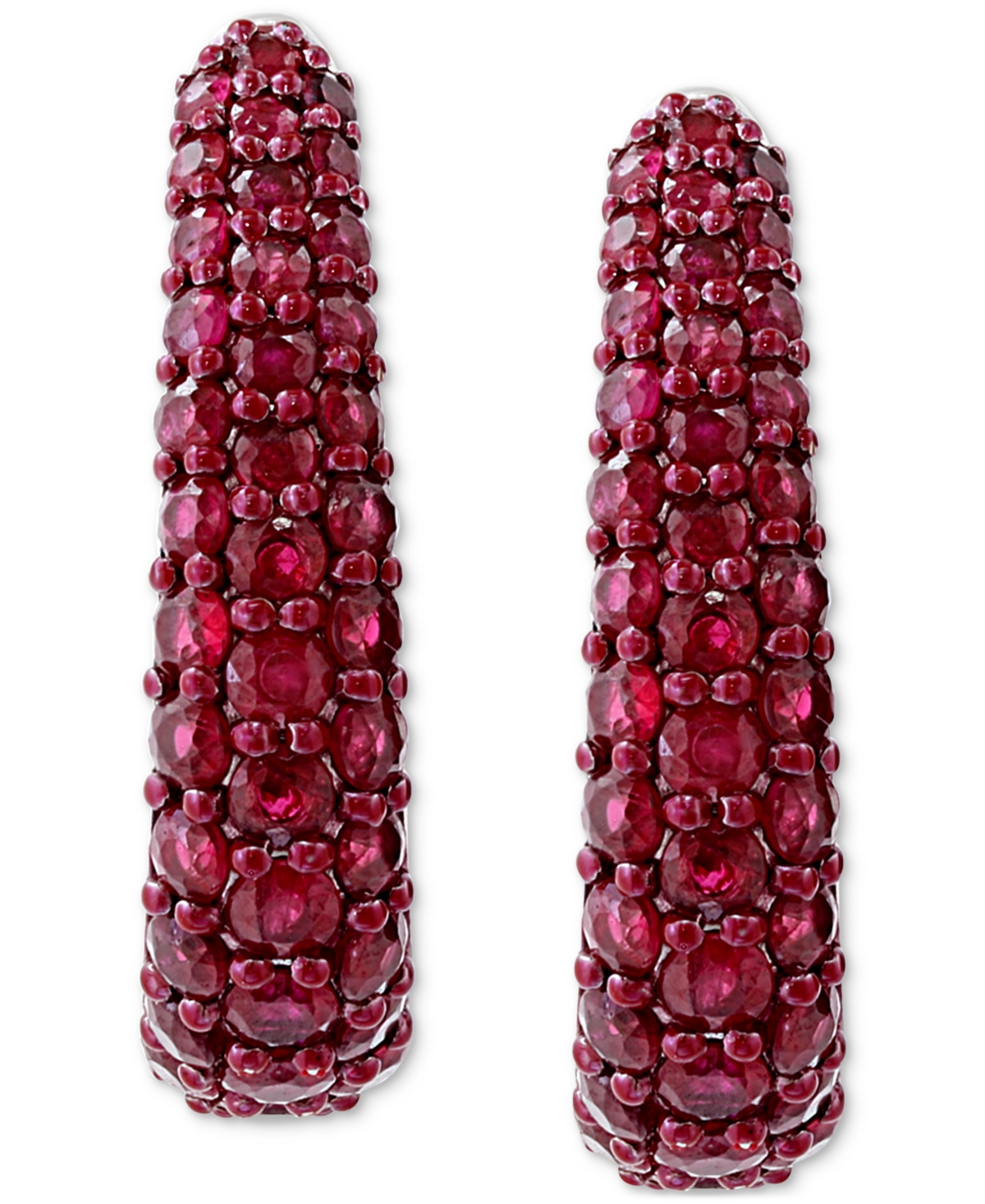 Effy Collection Effy Ruby Oval Small Huggie Hoop Earrings (2 Ct. T.w.) In Sterling Silver (also Available In Pink Sa In Pink Sapphire