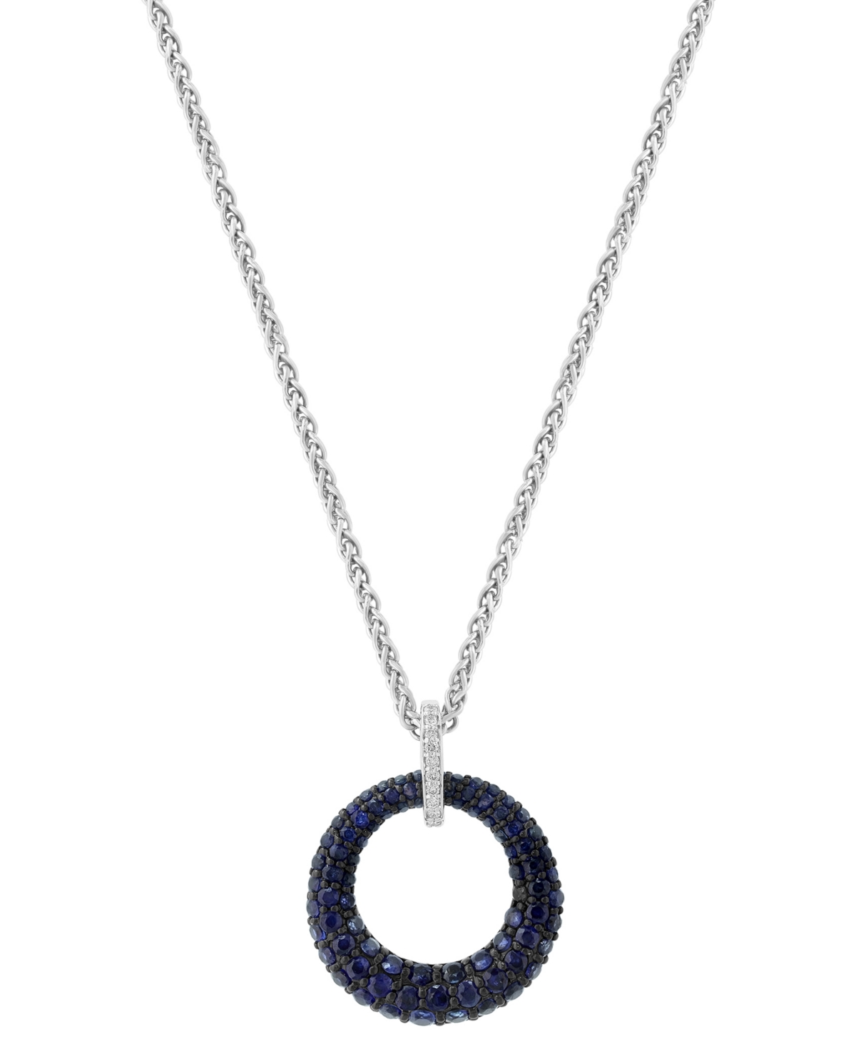 Effy Sapphire (2-1/4 ct. t.w.) & Diamond Accent Circle 18" Pendant Necklace in Sterling Silver - Silver