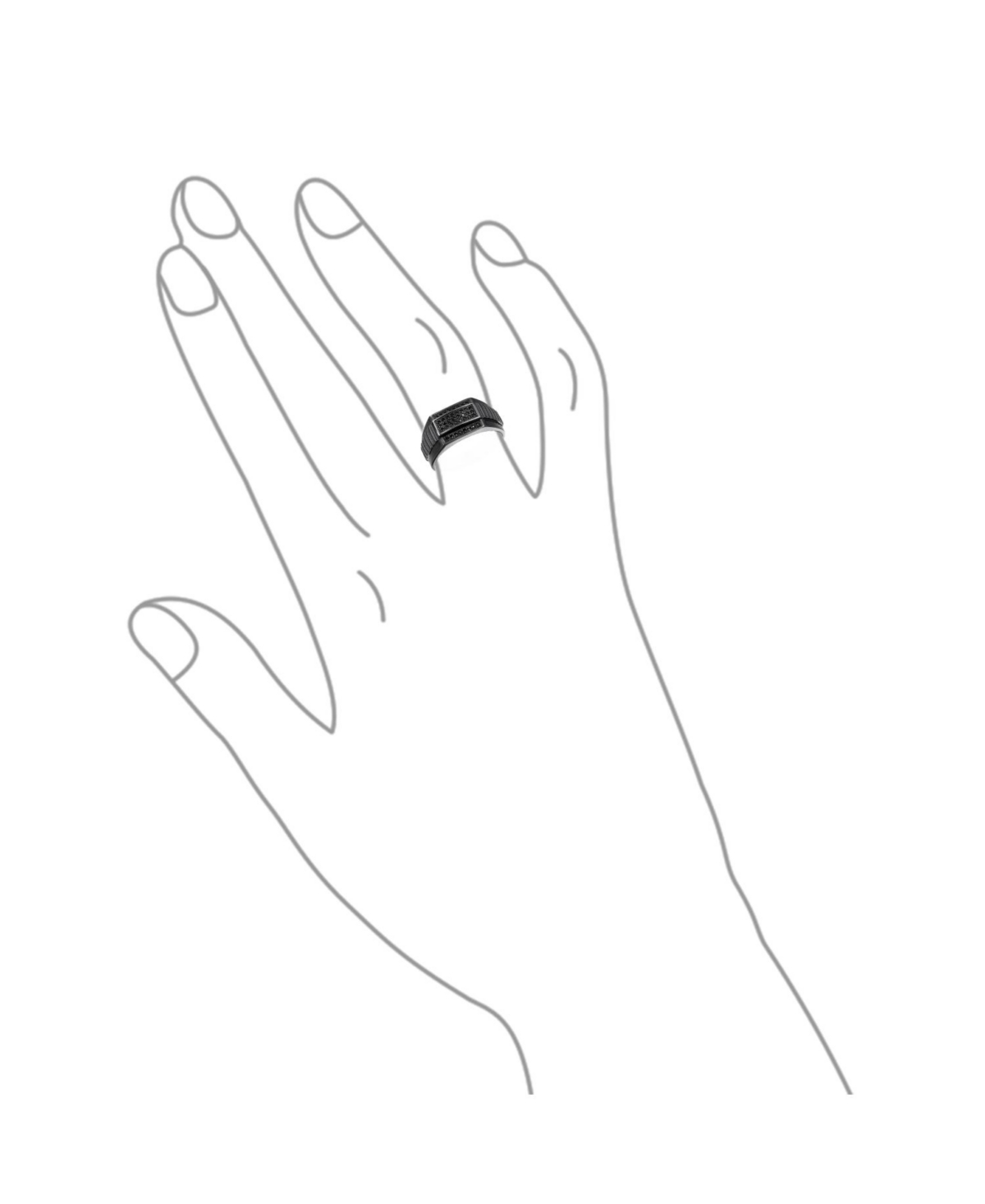 Bling Jewelry Men's Geometric Micro RectangleCz Cubic Zirconia Statement Ring Sterling Silver Signet Championship Ring - Black