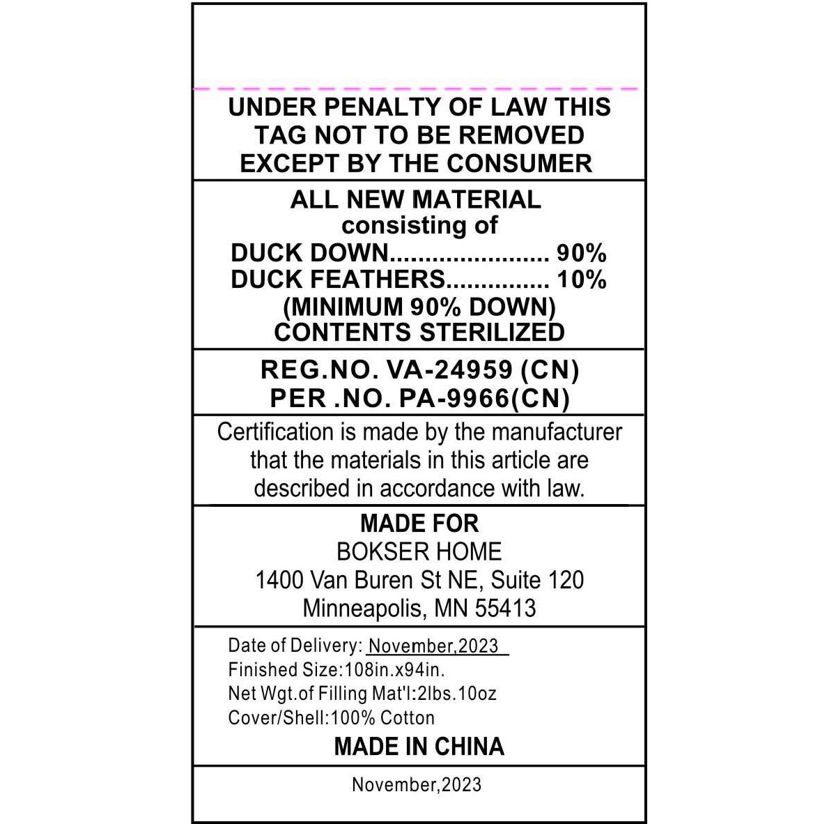 Bokser Home All Season 700 fill Power LuxuryDuck Down Comforter - King/Cal - White