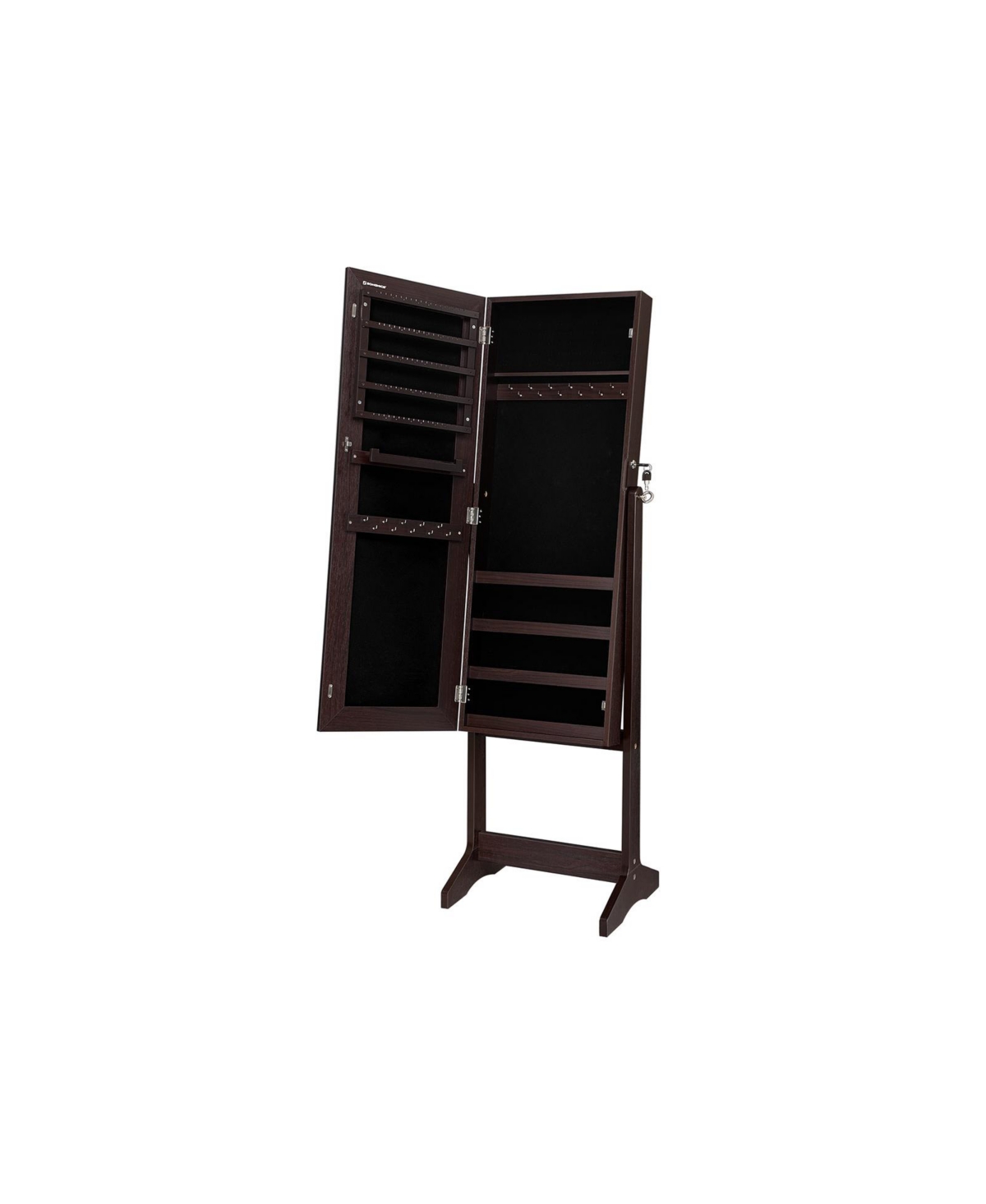 Free Standing Jewelry Armoire with Full Mirror - Brown