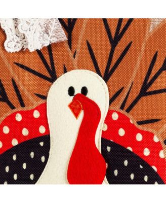 Turkey Burlap Door Decor, 13.30x17.50"H