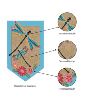 Dragonflies and Flowers Shaped Burlap Garden Flag