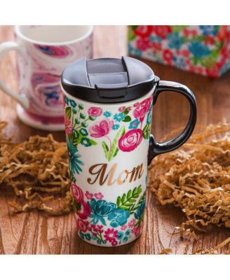Beautiful Mom Metallic Ceramic Travel Cup with Lid - 5 x 4 x 7 Inches