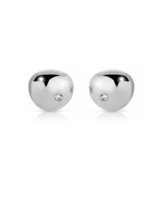 Polished Pebble Single Crystal Stud Earrings