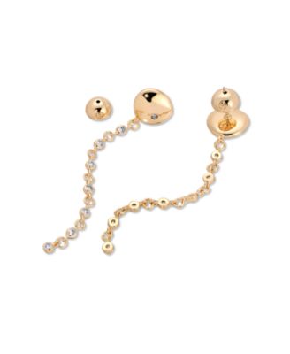 Polished Pebble Linear Crystal Chain Drop Earrings