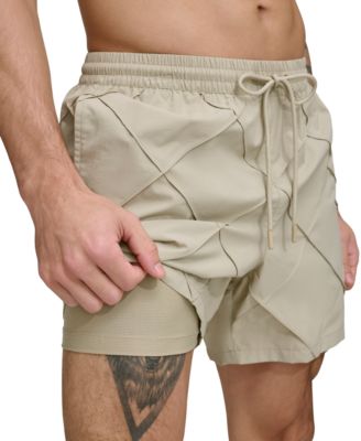DKNY - Men's Diamond Pintuck Performance 5" Volley Shorts