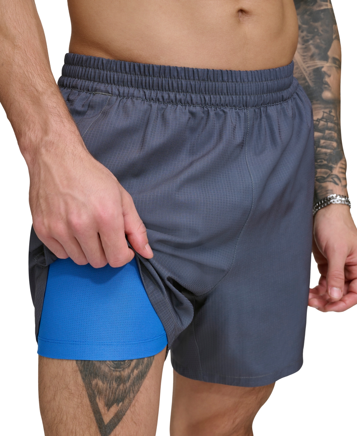 Men's Tonal Logo Stretch 5" Volley Shorts - Black