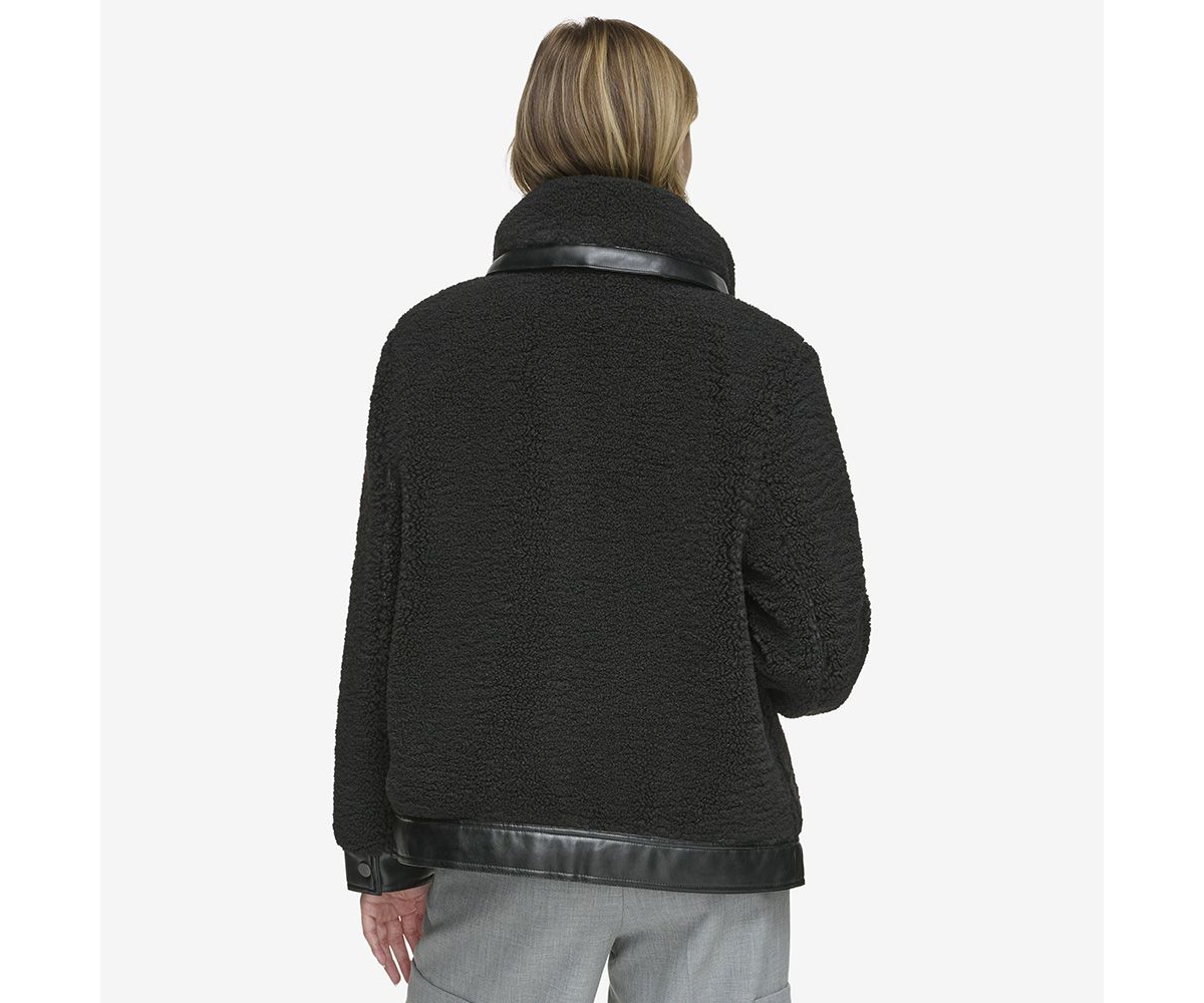 Andrew Marc Women's Zepita Mixed Media Faux Leather Shirt Jacket