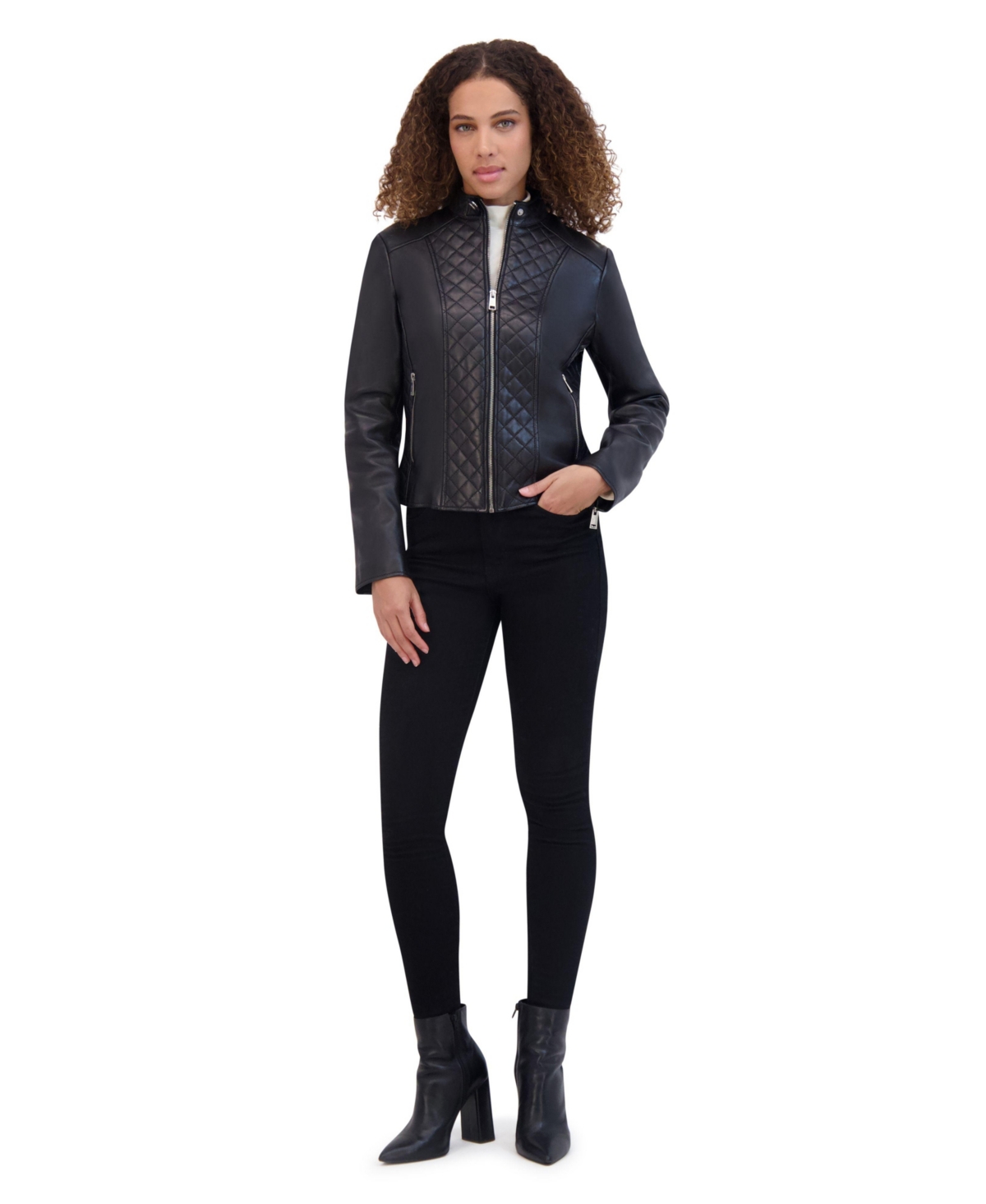 Women's Marlette quilted lamb leather scuba jacket