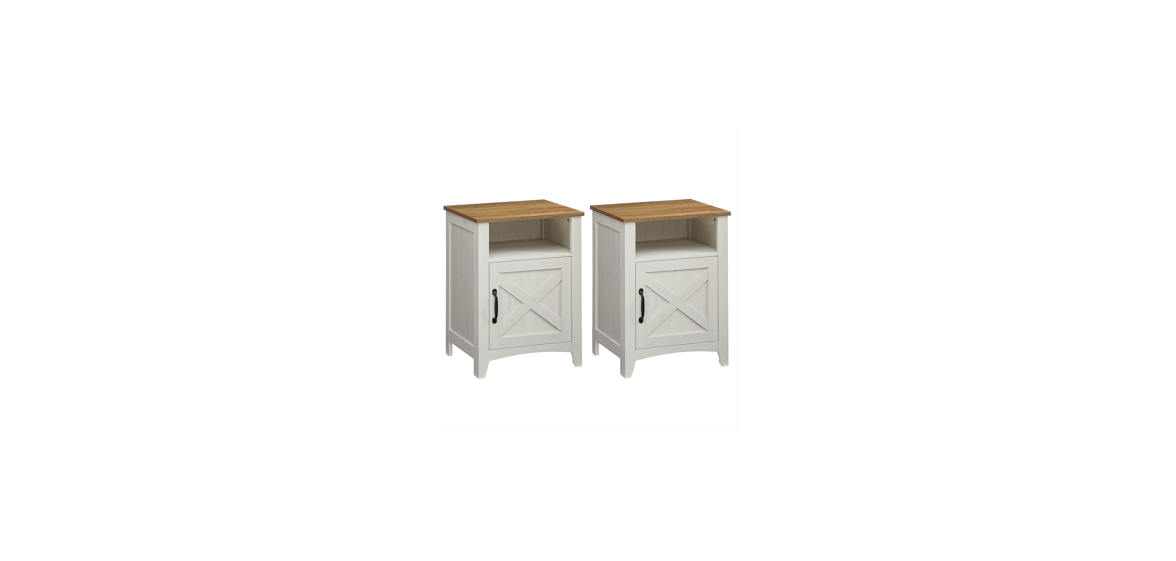 Slickblue Nightstand with Cabinet and Compartment Set of 2