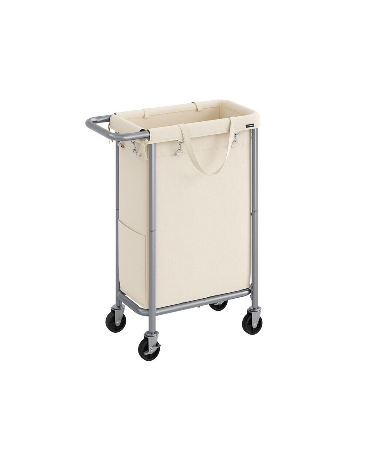 Laundry Basket with Wheels, Rolling Laundry Hamper, emovable Liner, Steel Frame with Handle, Blanket Storage - White