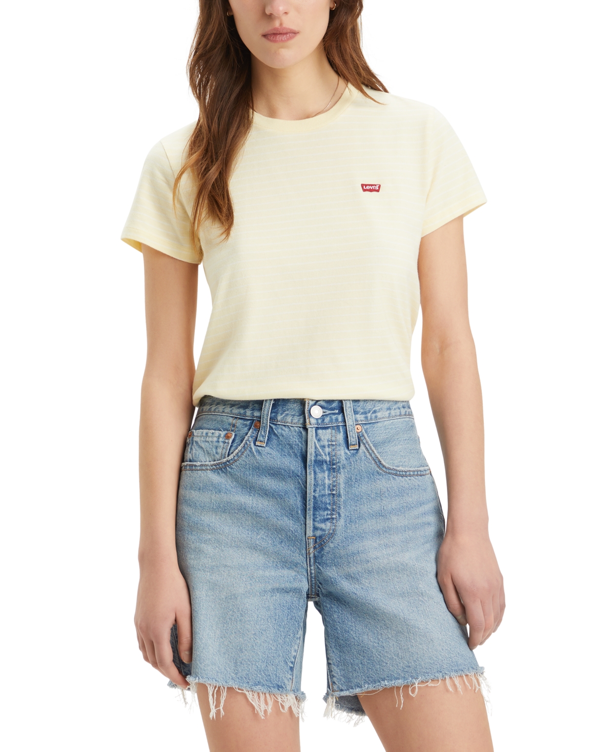 Shop Levi's Women's The Perfect Crewneck Cotton T-shirt In Tessa Stripe