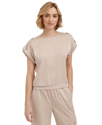 Calvin Klein - Women's Short Sleeve Satin Top