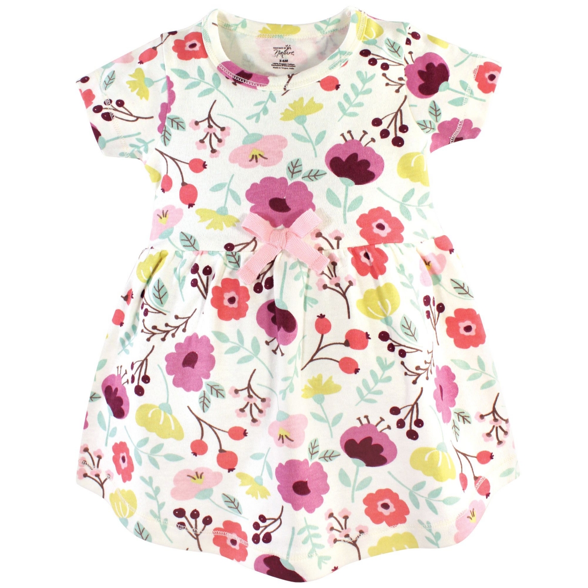 Touched by Nature Baby Girls Baby Organic Cotton Dress and Cardigan 2pc Set, Botanical