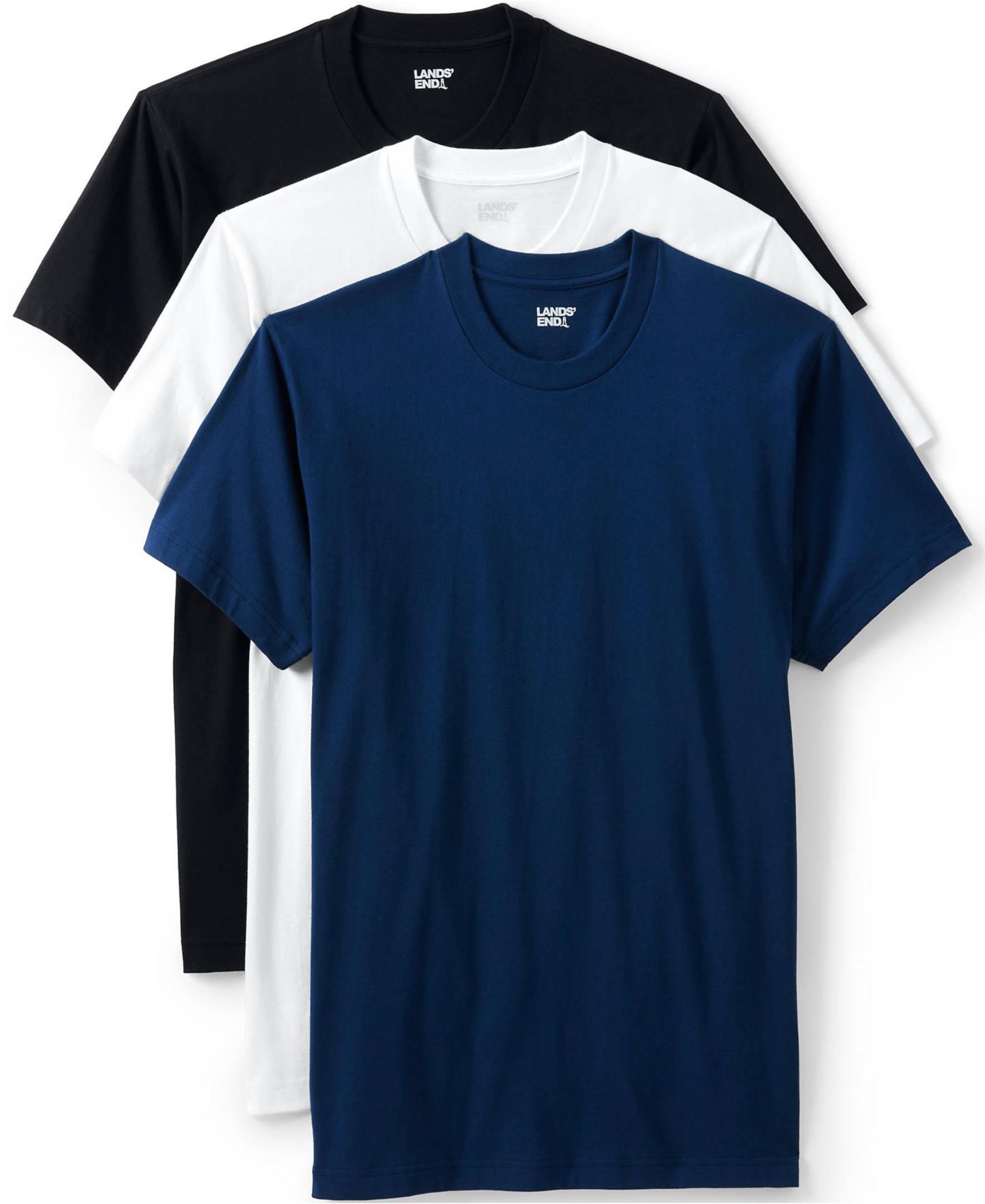 Мужские топы Lands' End Crewneck Undershirt 3 Pack, цвет: Разноцветный — фото 2