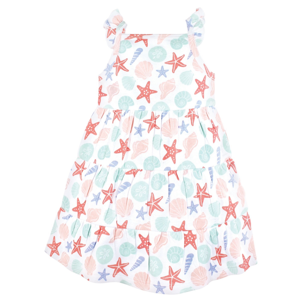 Hudson Baby Toddler Girls Cotton Dresses 2pck,- Multicolor sea shells