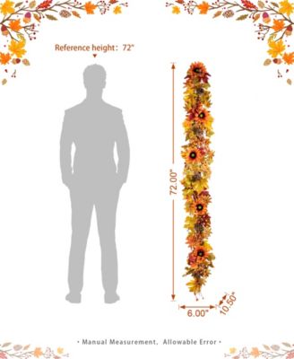 6ft Fall Sunflower, Maple Leaf and Berry Garland