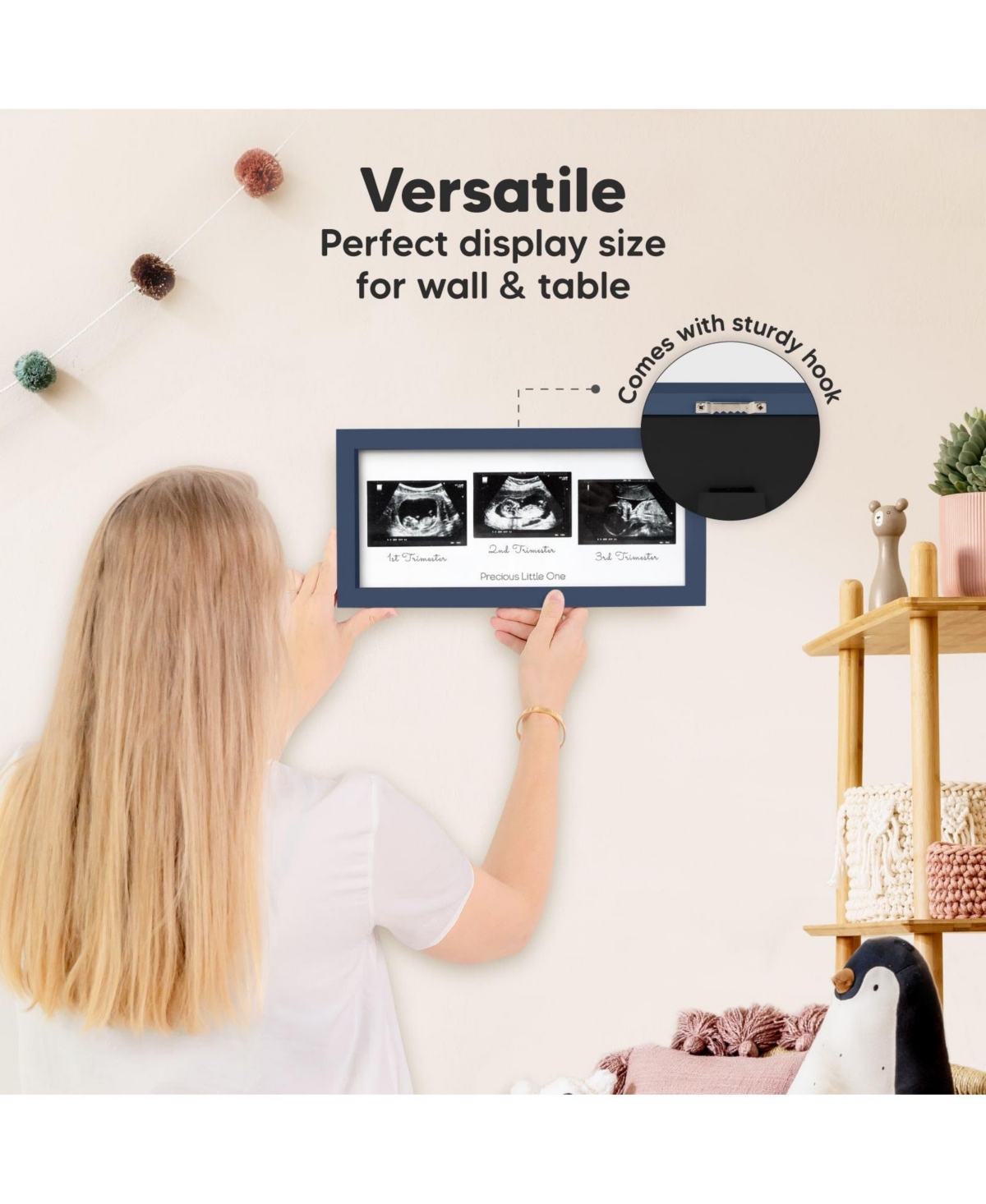 KeaBabies Trio Baby Sonogram Picture Frame, Baby Ultrasound Picture Frames for Baby Nursery, Mom to Be Gifts