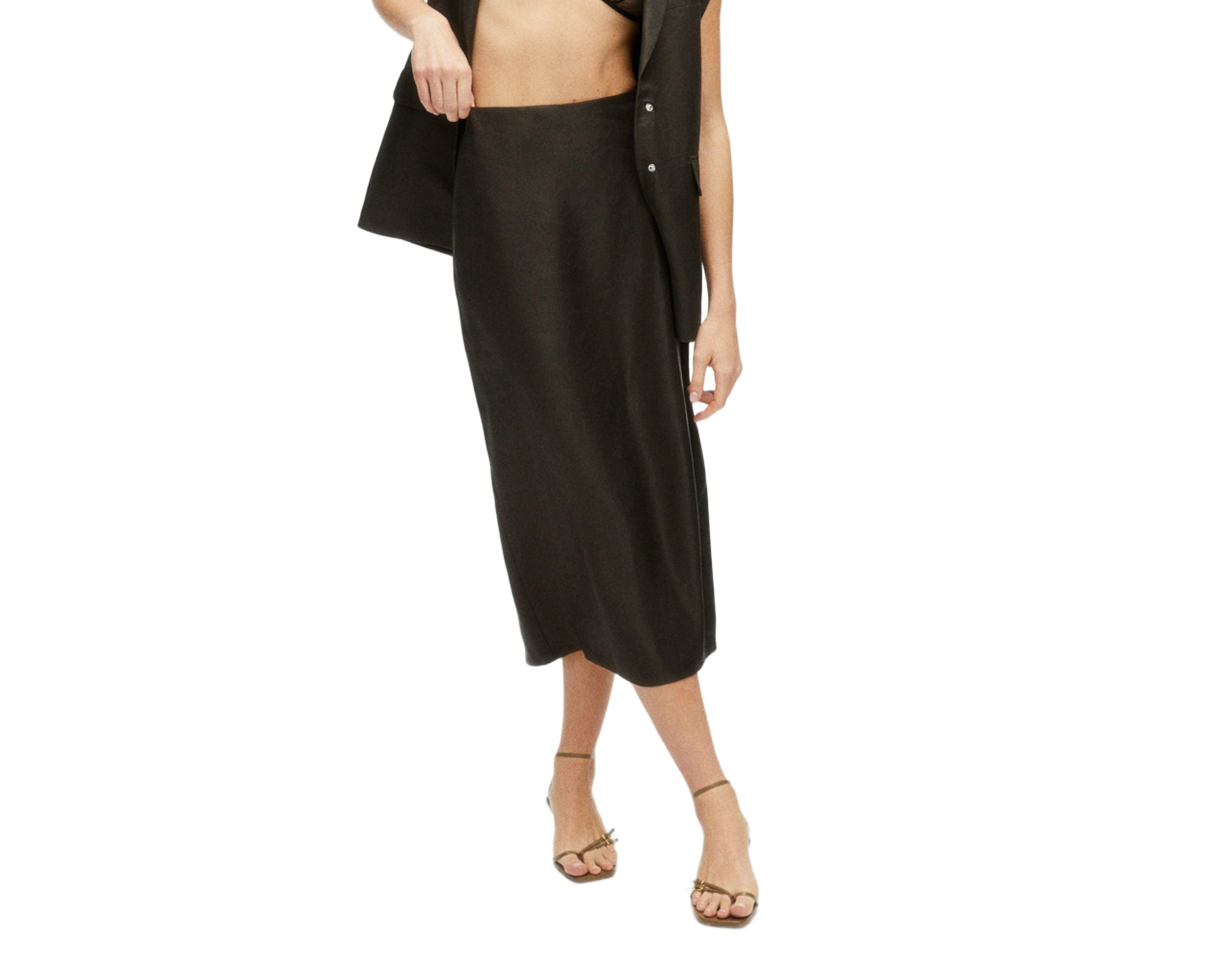 Nocturne Women's Midi Skirt with Back Slits