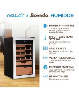 x Boveda 500-Count Electric Humidor – Stainless Steel, Temp Control, Spanish Cedar Shelves, Built-In Humidity System for Cigars