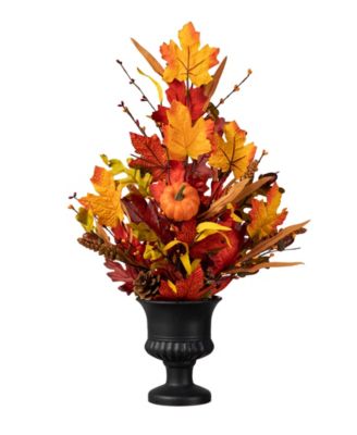 24"H Fall Maple Leaf Urn Table Tree