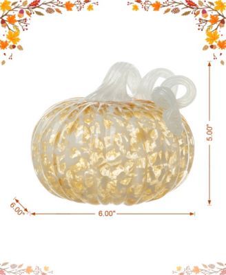 6"D Fall Amber Dots Round Glass Pumpkin