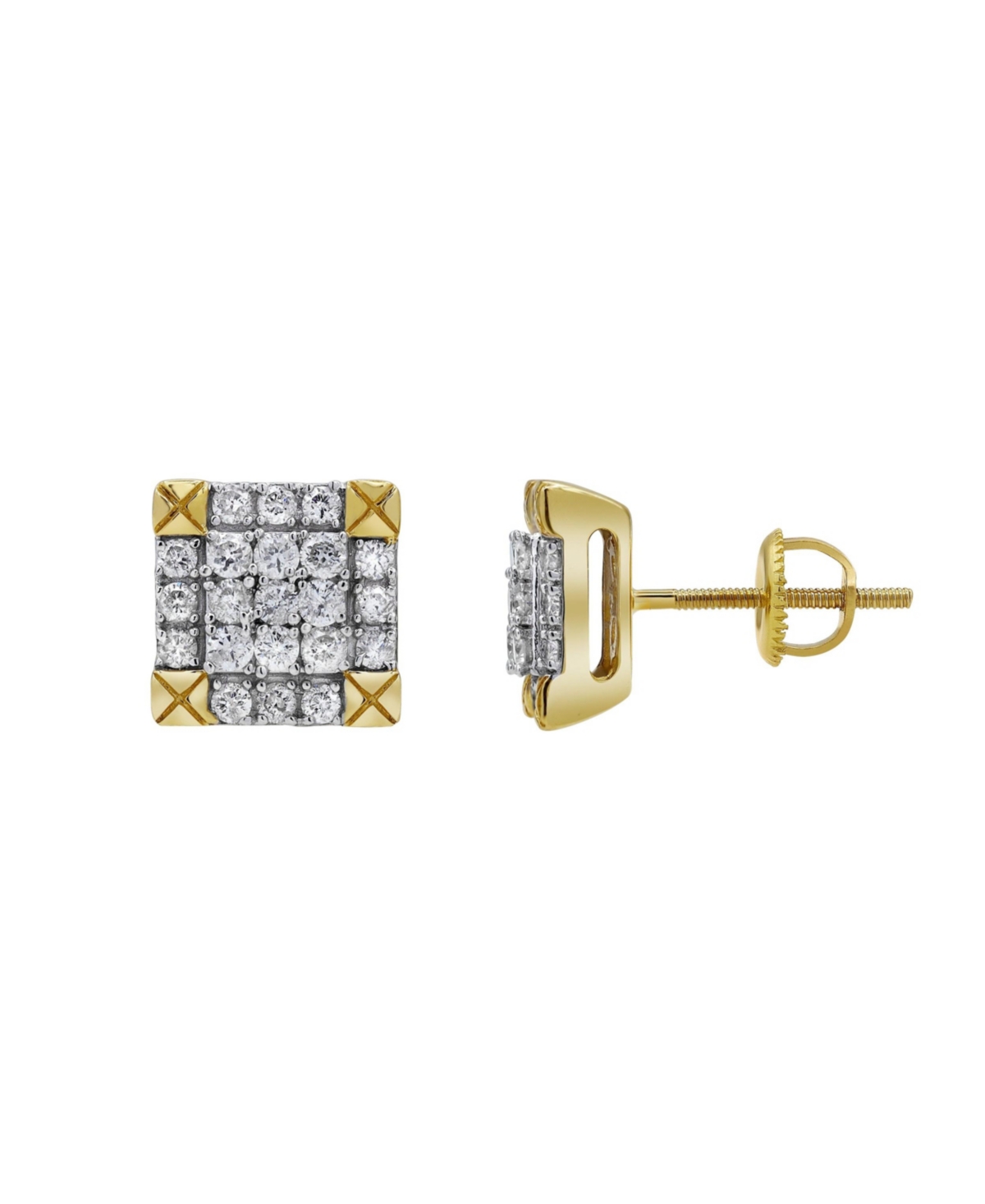 Diamond Trunk 14k Yellow Gold 0.75 cttw Certified Natural Diamond Stud Earring for Men/Women, Screw Back - Yellow