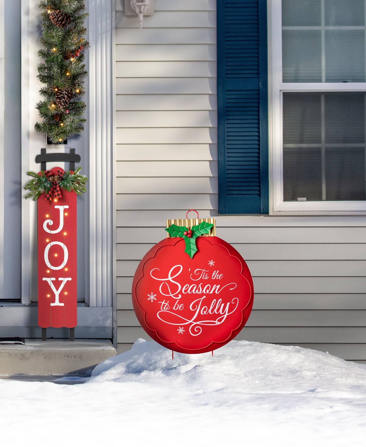 Glitzhome 32"h Large Metal Christmas Ornament Yard Stake Or Wall Decor In Multi