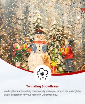 7.5"L Lighted TV with Snowman Waterglobe